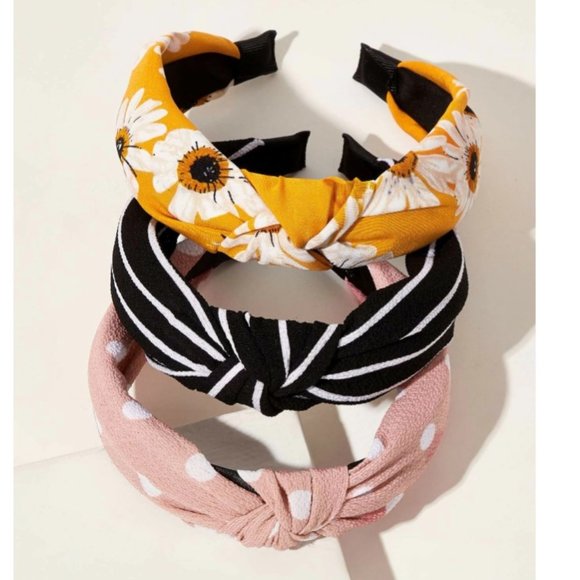 Accessories - 3 for $35 / Flower Polka Dot Print Knot Headband